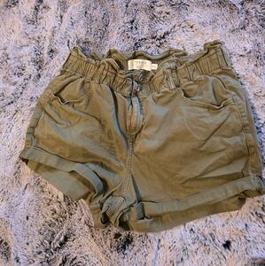 Self Tie Paperbag Waist Short Short - Twill Olive Green Size 16